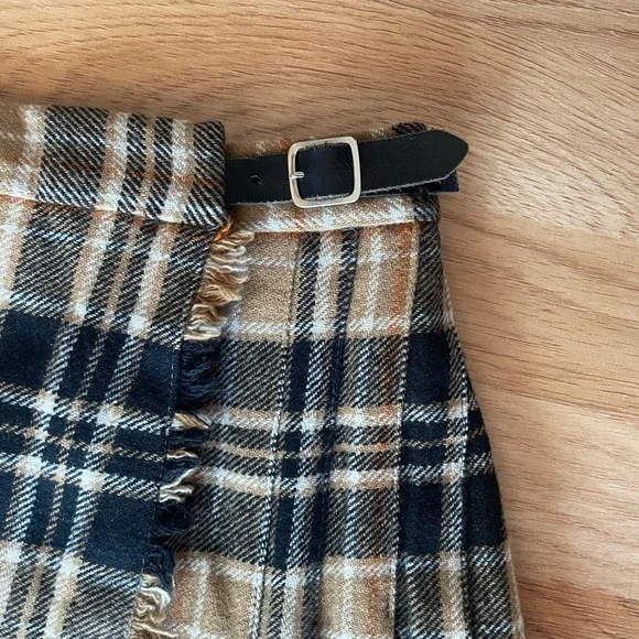 Wool Plaid Wrap Mini Skirt - Picture 3 of 7